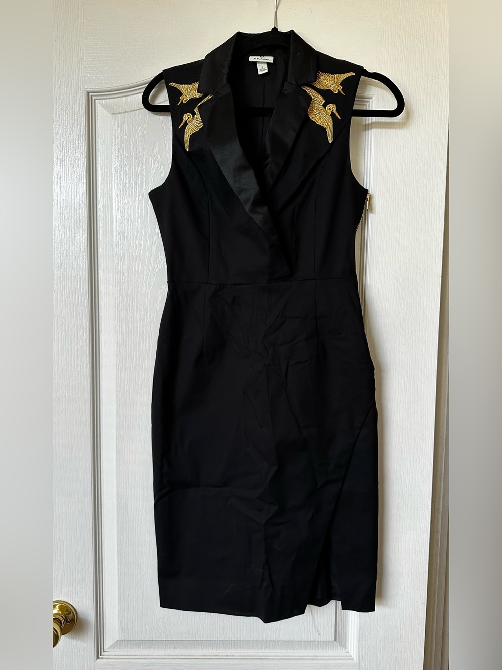 Altuzarra / Target Tuxedo Style Fitted Dress with Embroidered Gold Crane Design